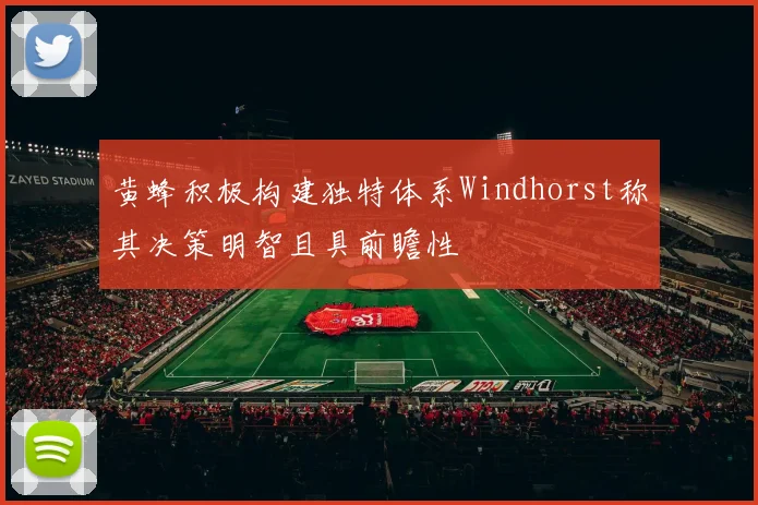 黄蜂积极构建独特体系Windhorst称其决策明智且具前瞻性